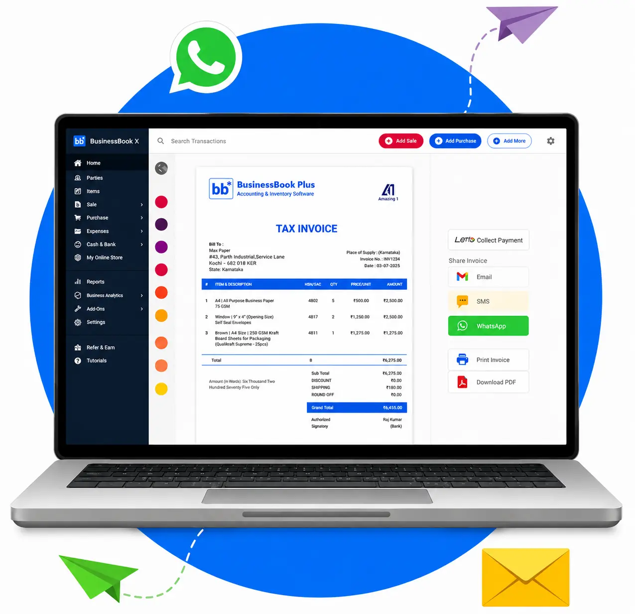BusinessBook Plus online billing dashboard